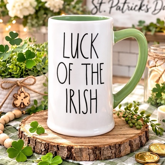 Rae Dunn Other - Rae Dunn Luck Of The Irish Stein Large Mug 20 Oz White Green St Patricks Day